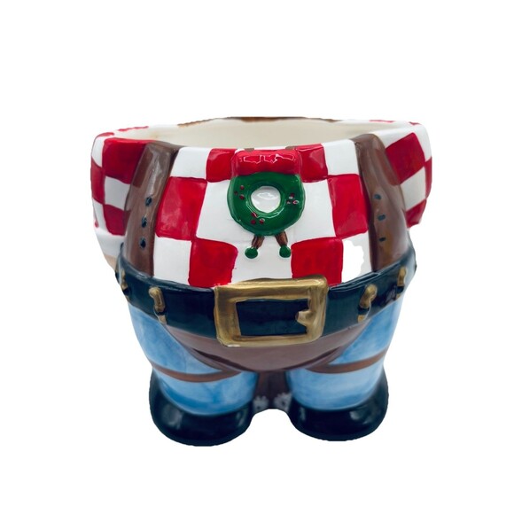 Christmas Musical Cookie Jar Cowboy Santa Claus Plays Jingle Bells Holiday Decor - Picture 7 of 13